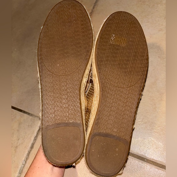 Michael Kors Kendrick Slip On Pixie Fine Perforated Espadrille Flat Gold